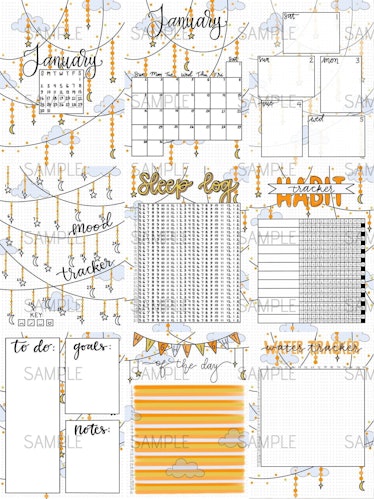 This digital January bullet journal from Etsy for 2022 can be downloaded right away. 