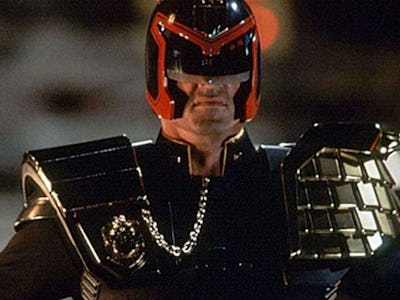 Sylvester Stallone as Judge Dredd in the movie of the same name