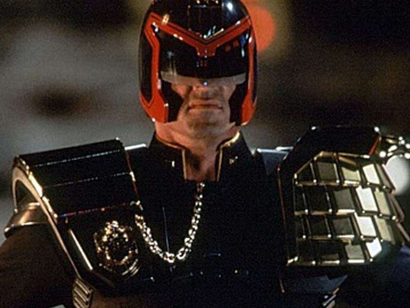 Sylvester Stallone as Judge Dredd in the movie of the same name