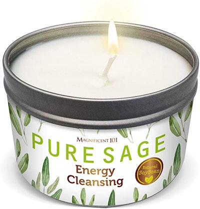 MAGNIFICENT 101 Pure White Sage Smudge Candle for Energy Cleansing