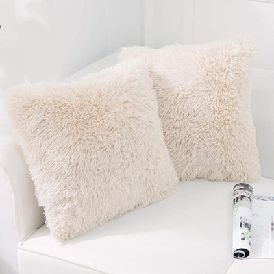 NordECO HOME Faux Fur Pillow Covers (2-Pack)