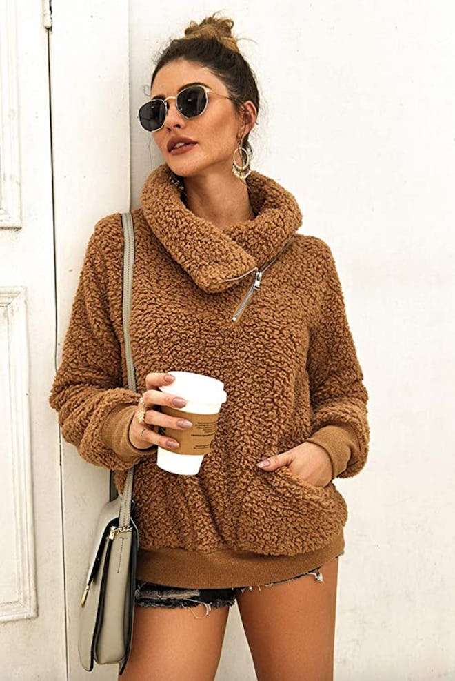KIRUNDO Women’s Winter Lapel Fleece Pullover 