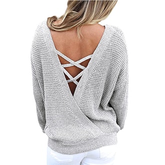 Asvivid Reversible Criss-Cross V-Back Sweater