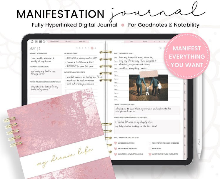 This manifestation bullet journal for 2022 is available for digital download on Etsy.