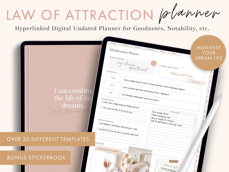 This digital law of attraction 2022 bullet journal on Etsy can be downloaded right away.