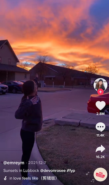 In the "shoot for the sky" challenge, TikTok users pretend to light up the sky with an invisible bow...