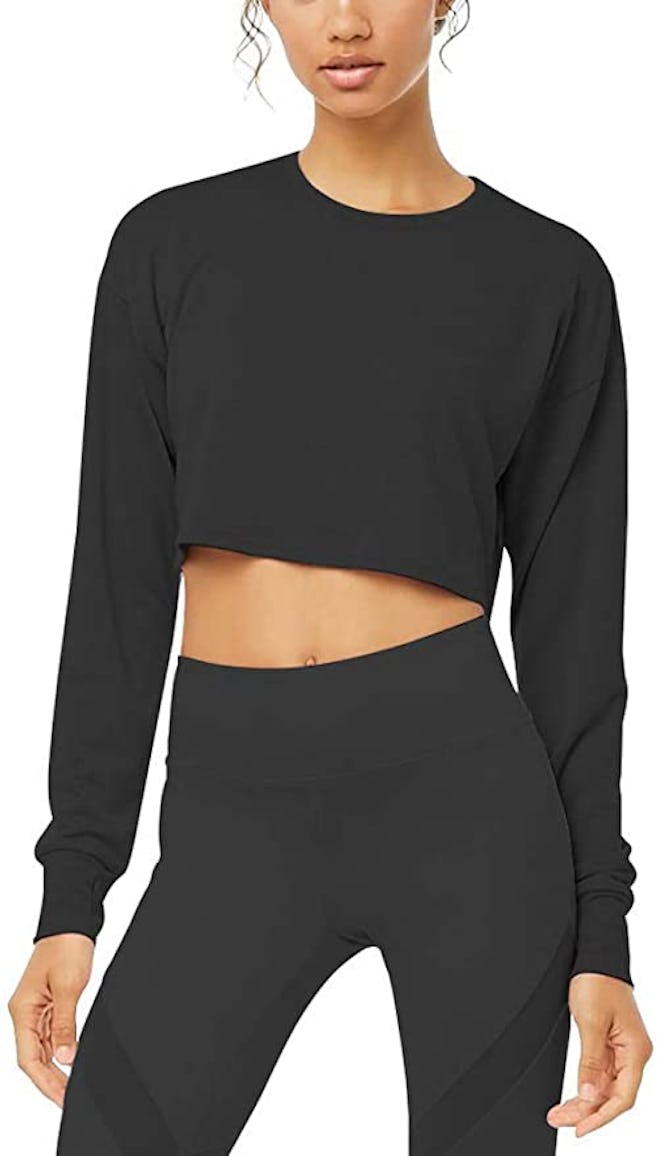 Bestisun Cropped Sweatshirt With Thumb Holes