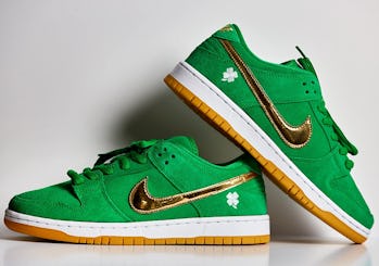 Green and store gold shoes