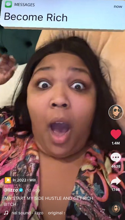 Lizzo tries out the "In 2022 I Will" filter on TikTok to see what 2022 has in store for her. 