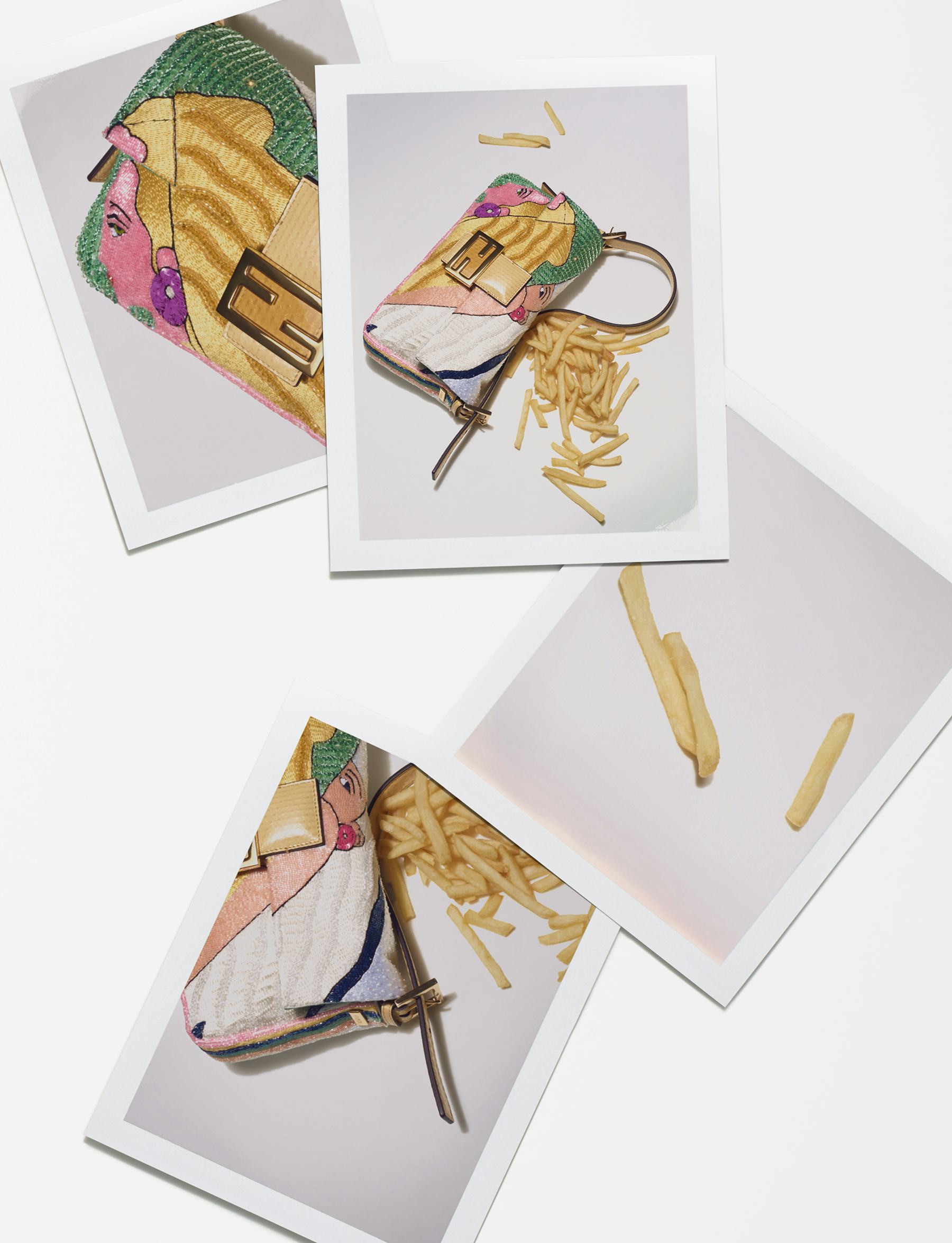 Art deco Fendi baguette with fries.