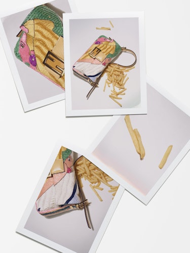Art deco Fendi baguette with fries.