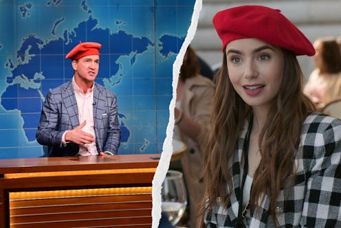 Peyton Manning's 'Emily in Paris' 'SNL' moment was a surprise delight. Photos via NBC & Netflix