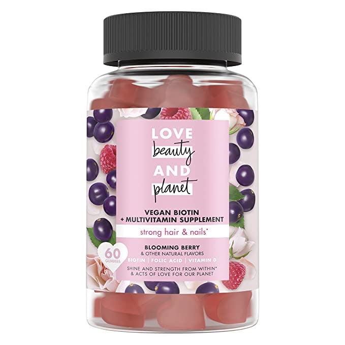 Love Beauty And Planet Berry Gummy Vitamins for Strong Hair &amp; Nails (60 Count)