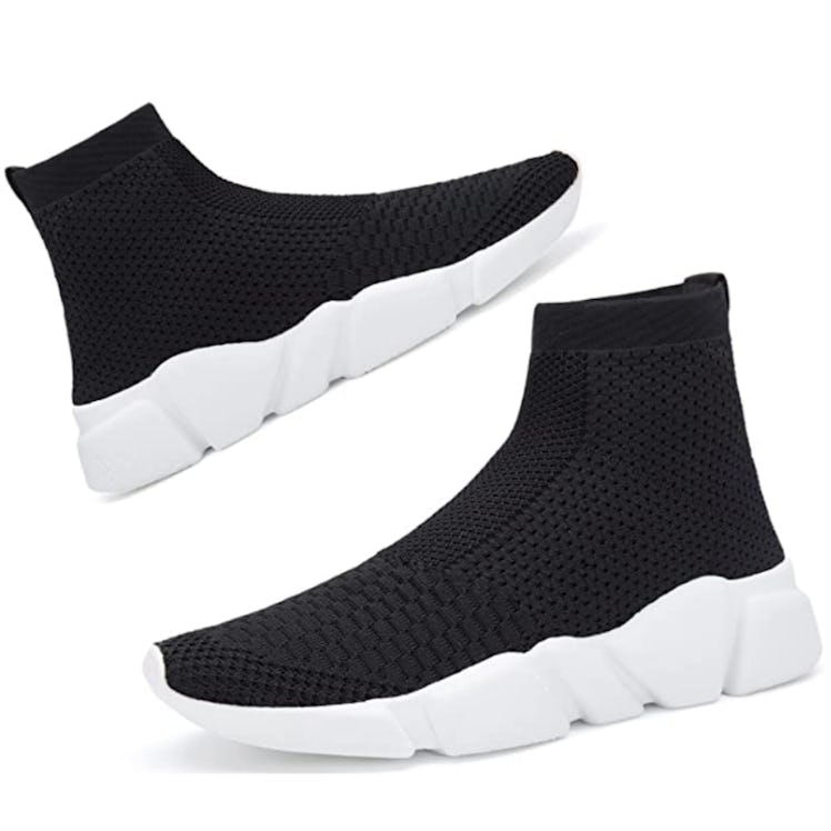 These knit high-top sneakers with chunky soles are lightweight and stylish. 