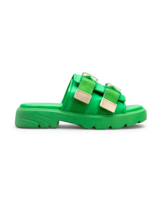 Flash Leather Dual-Buckle Flat Sandals