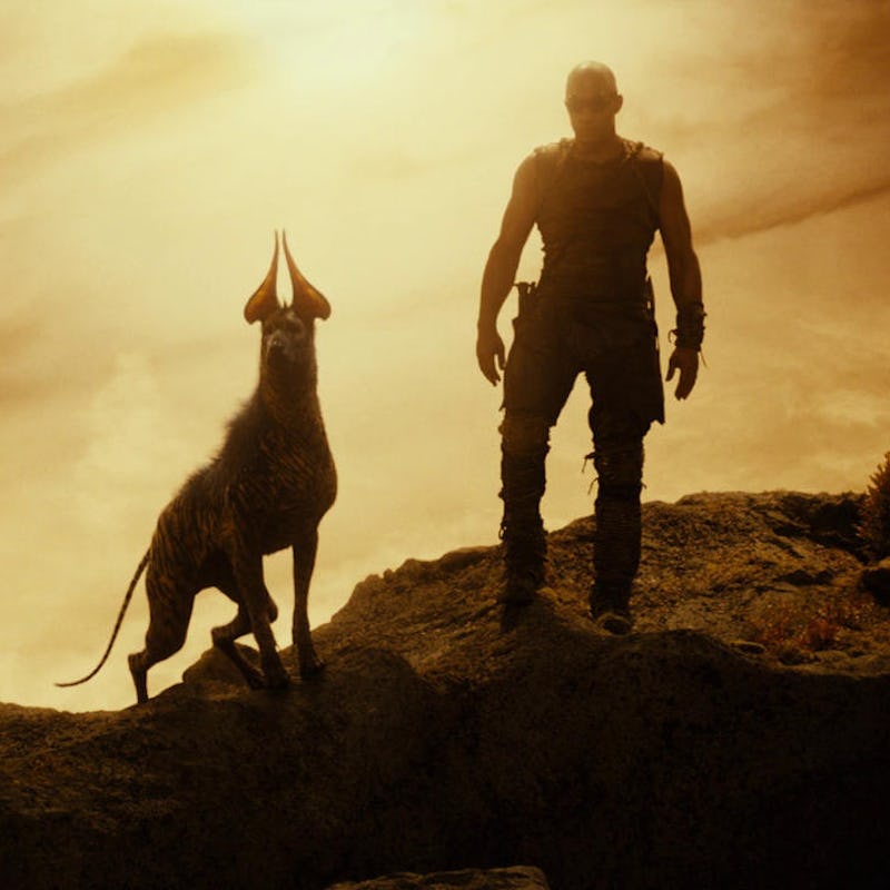 A screenshot of Vin Diesel in the Riddick movie