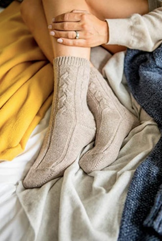Graham Cashmere Cable Knit Bed Socks