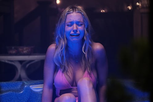 Sydney Sweeney as Cassie Howard in 'Euphoria' Season 2, Episode 4. She is wearing a pink swimsuit an...