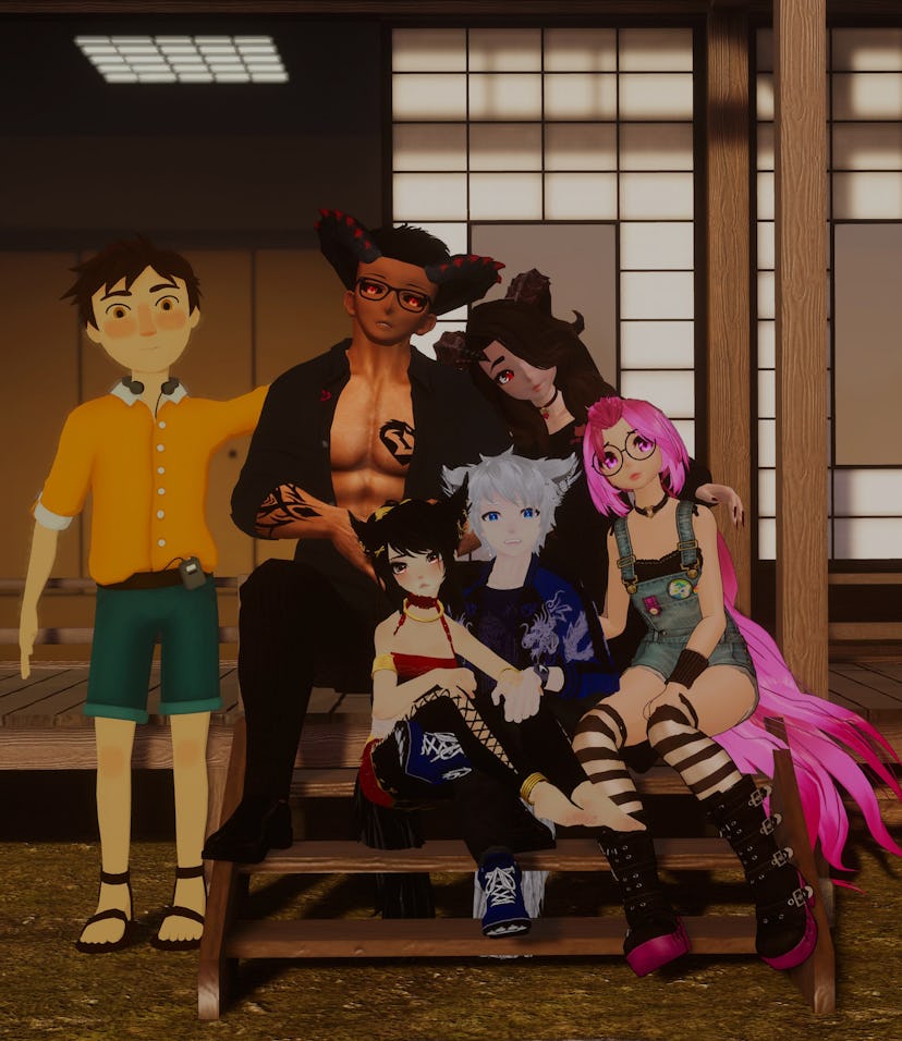 The cast and filmmaker of We Met in Virtual Reality as their VR avatars