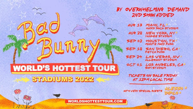 Bad Bunny's World's Hottest Tour will mark his first-ever stadium tour.