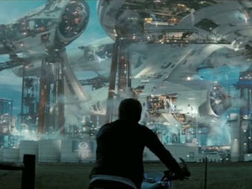 Scene from J.J. Abrams's Star Trek movie from 2009 in which Spock is looking at the city