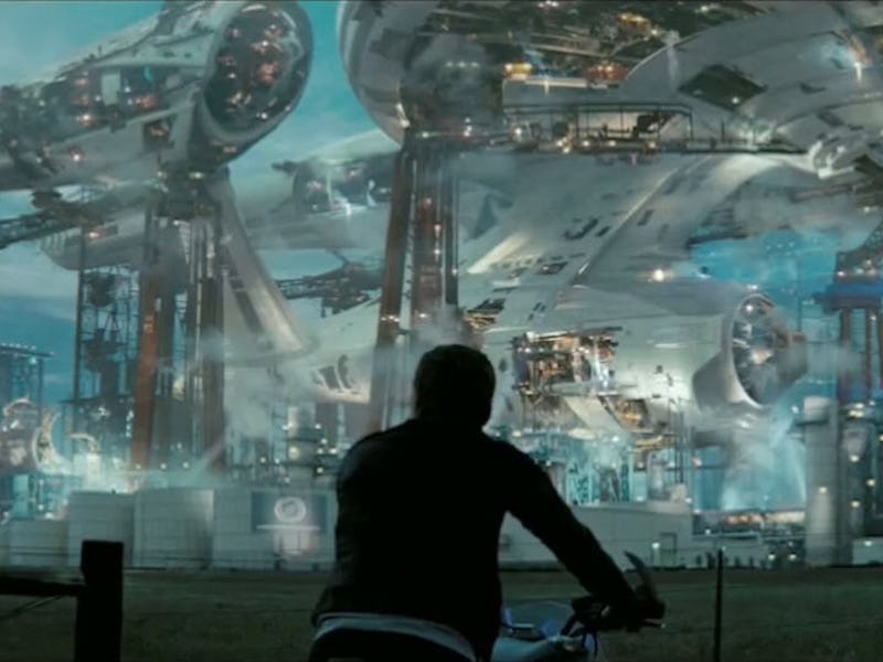 Scene from J.J. Abrams's Star Trek movie from 2009 in which Spock is looking at the city