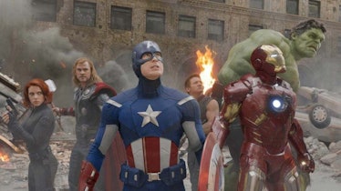 All Avengers standing together during the attack on New York City