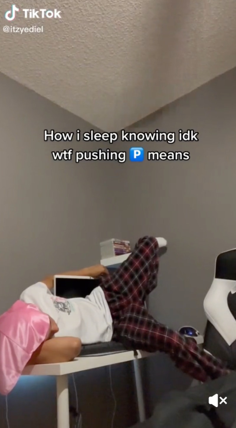A screenshot of a TikTok making fun of not knowing what "Pushing P" means.