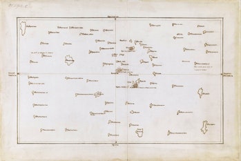 TUPAIA map with 70+ islands scattered throughout