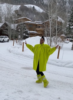 Tracee Ellis Ross in snow boots.