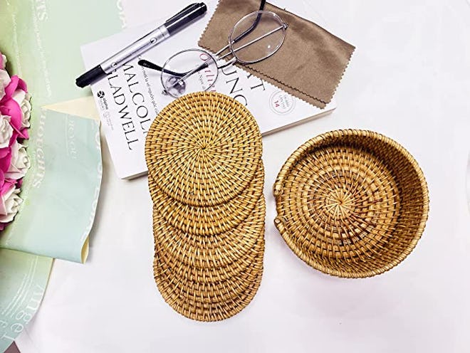 HAANCRAFTS Handwoven Rattan Coasters