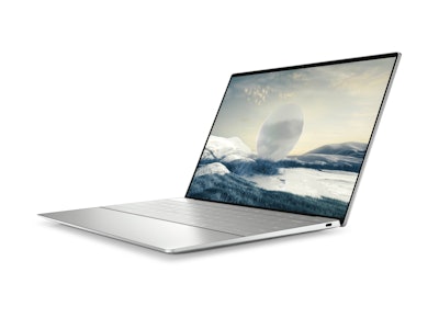 Dell's XPS 13 Plus from the side in a silvery grey