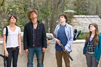 Emma Stone, Woody Harrelson, Jesse Eisenberg, and Abigail Breslin in 2009’s Zombieland
