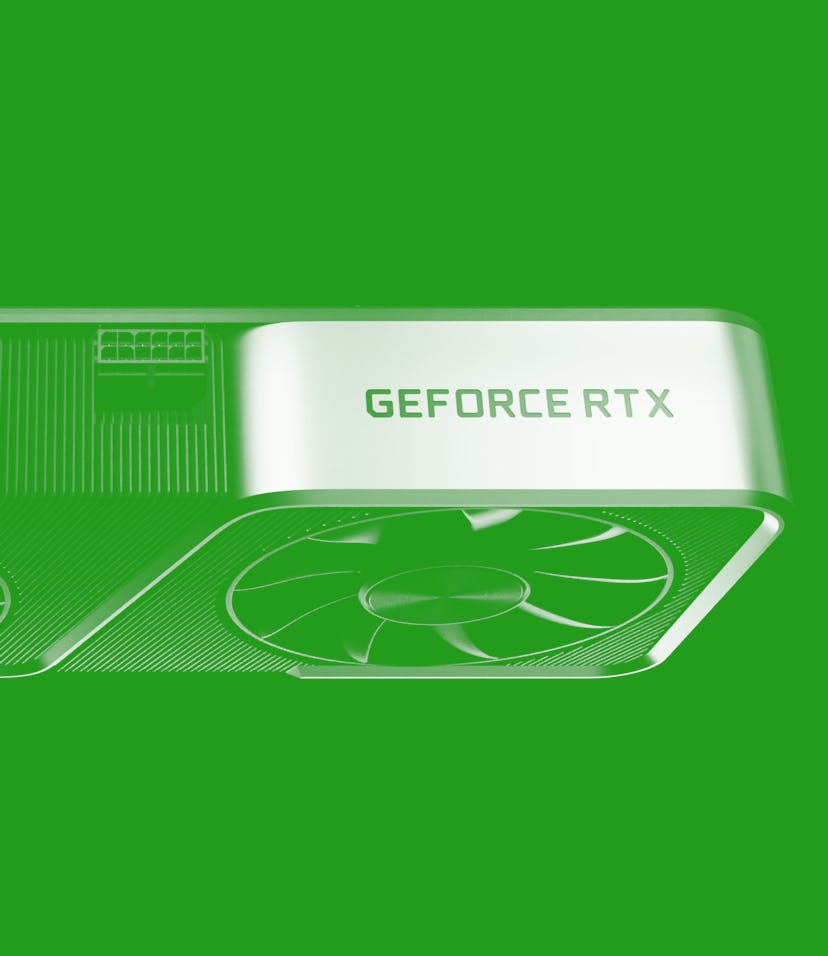 A promotional image of an Nvidia RTX card