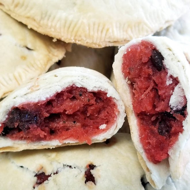 Close up of filling of Jamaican Plantain Tarts