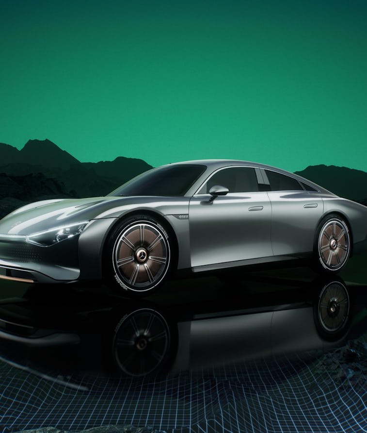 Mercedes-Benz electric vehicle Vision EQXX concept rendering.