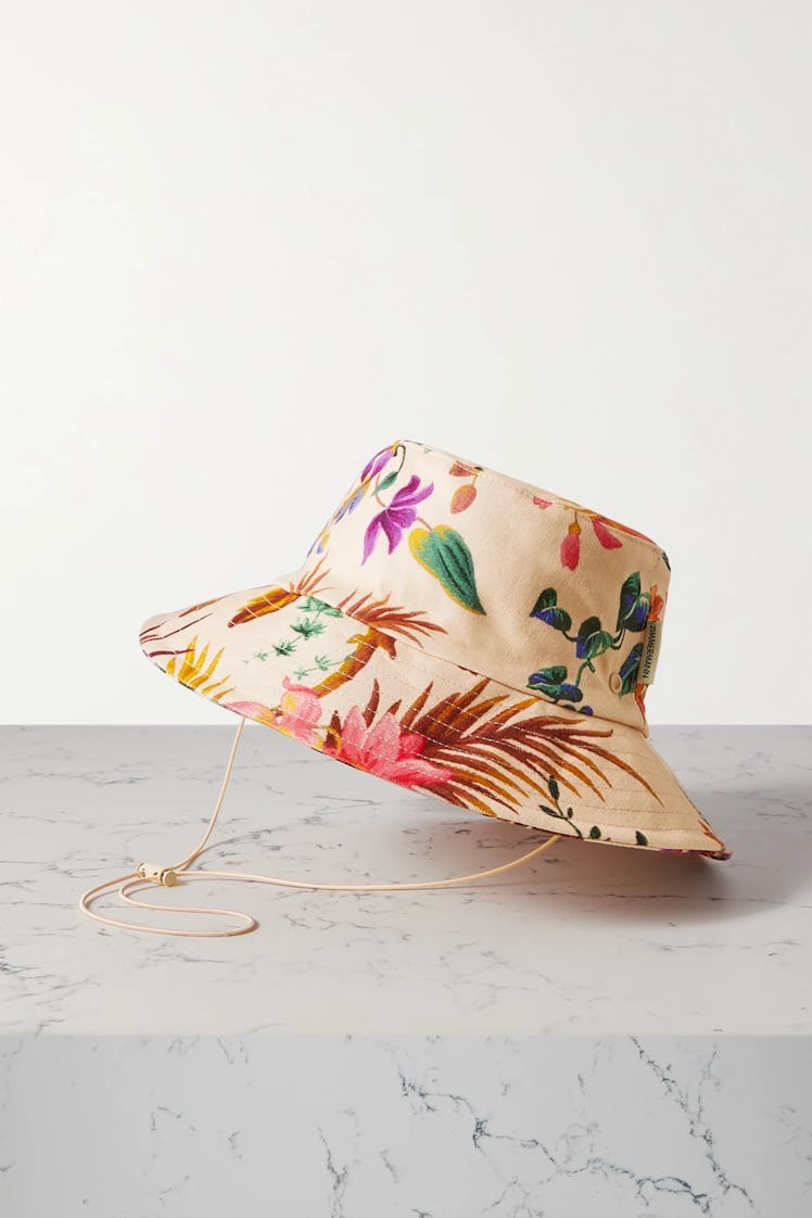 Zimmermann Floral Print Linen Bucket Hat