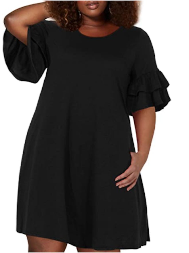 Nemidor Ruffle Sleeve Knit Swing Dress