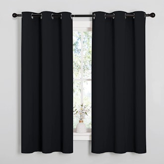 NICETOWN Pitch Black Solid Thermal Insulated Grommet Blackout Curtains
