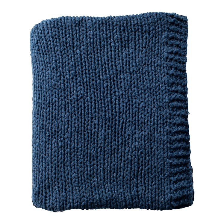 Slub Knit Throw Blanket - Navy