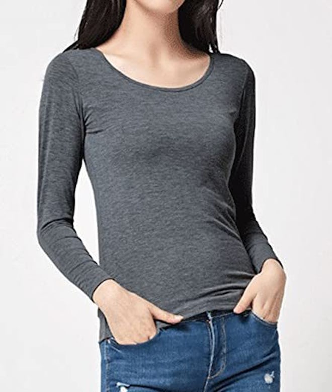 Rofala Thermal Built-In Bra Long-Sleeve T-Shirt
