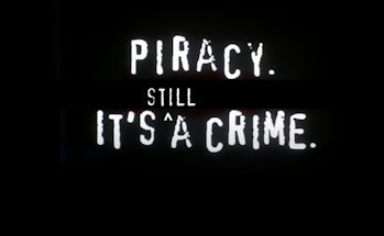 White text on a black background reads: Piracy It's ^Still a Crime