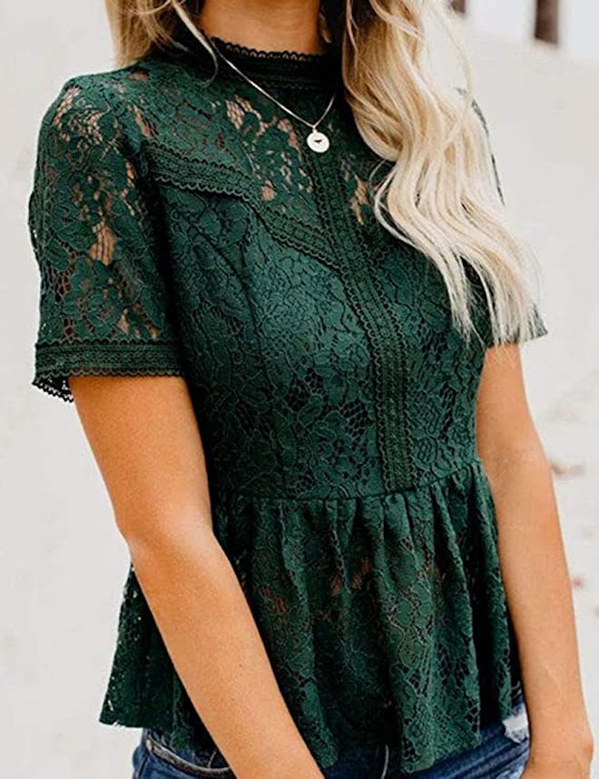 Tobrief Lace Peplum Top