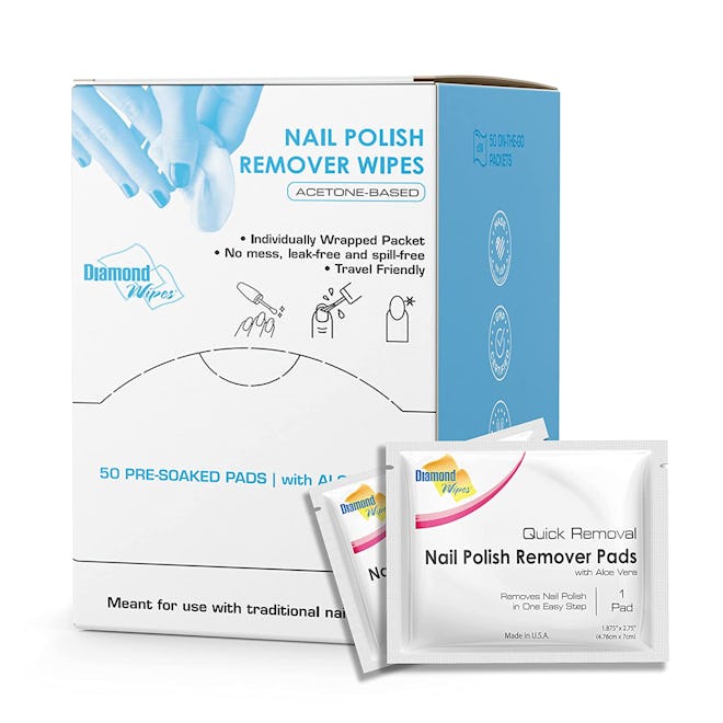 Diamond Wipes Acetone Nail Polish Remover Pads (50-Pack)