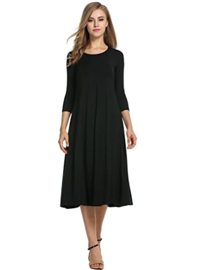 Hotouch 3/4 Sleeve Fit and Flare Midi Dress