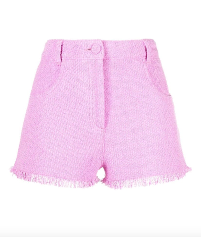 fringed-edge tweed shorts