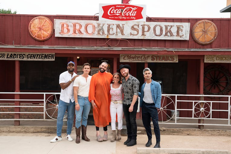 Fab Five standing with Terri White outside Broken Spoke in Austin, Texas.