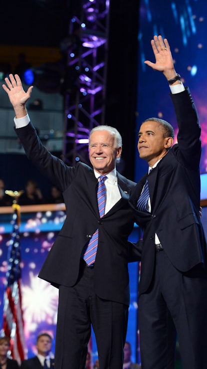 Joe Biden and Barack Obama waving as two of the zodiac signs most likely to be awesome presidents.