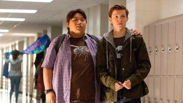 Tom Holland and Jacob Batalon as Peter Parker and Ned Leeds in Spider-Man: No Way Home