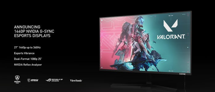 Image showing information about NVIDIA esports displays with picture of monitor with Valorant game w...